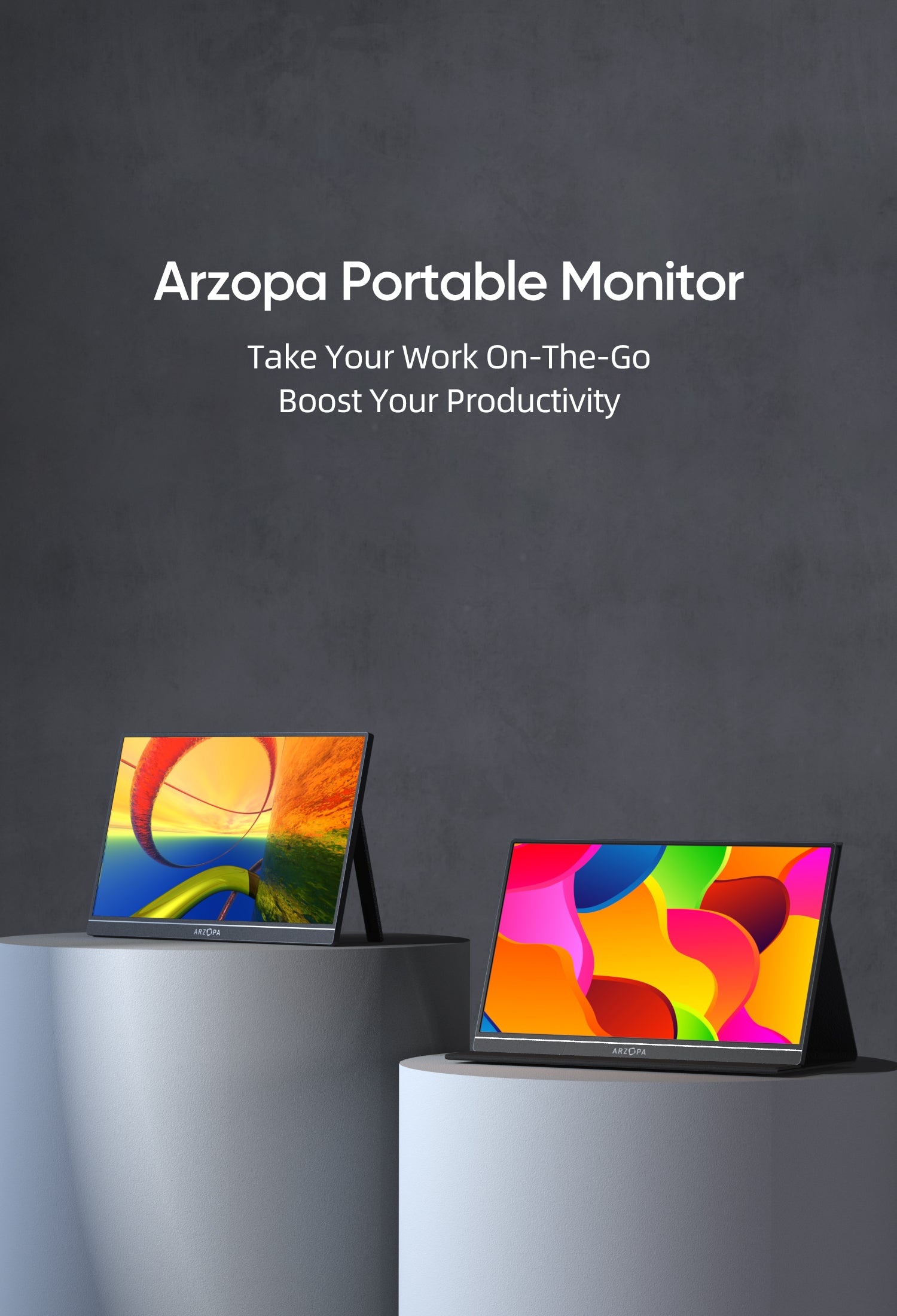  ARZOPA Monitor portátil y soporte para tableta, monitor de  computadora portátil FHD de 15.6 pulgadas 1080P y combinación de soporte de  monitor portátil resistente ajustable y plegable : Electrónica